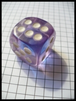 Dice : Dice - 6D - Clear with Blue Center and White Drilled Pips